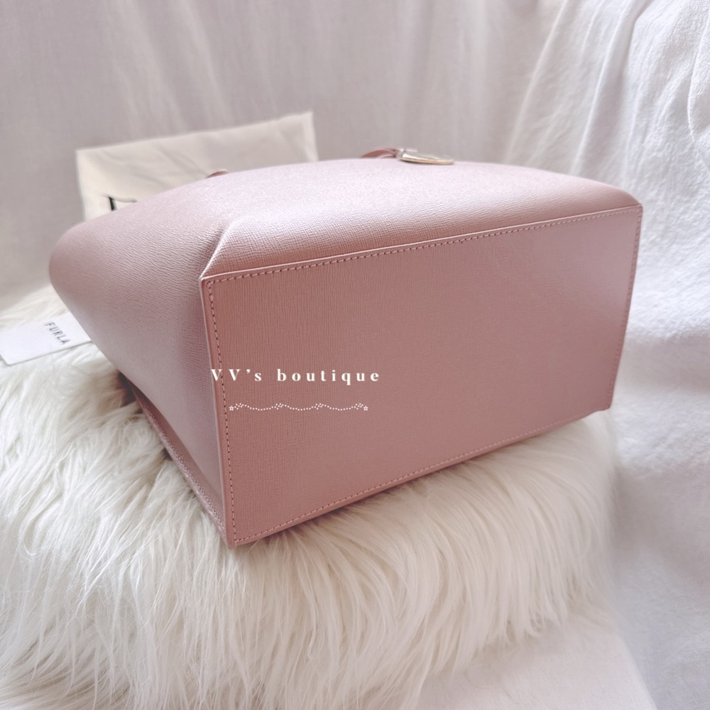 NWT Furla Sally Mini Saffiano Leather Tote Moonstone Pink Red - Picture 7 of 10